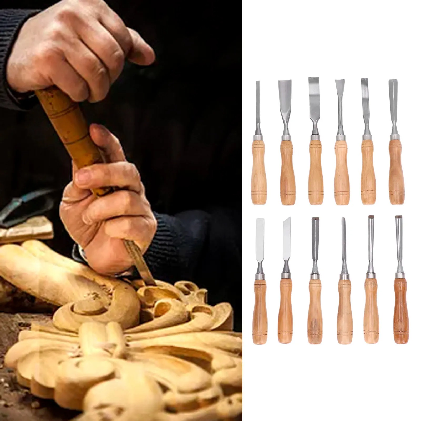 12Pcs/Set Wood Carving Tools,C - Wood Chisel Set recension och pris