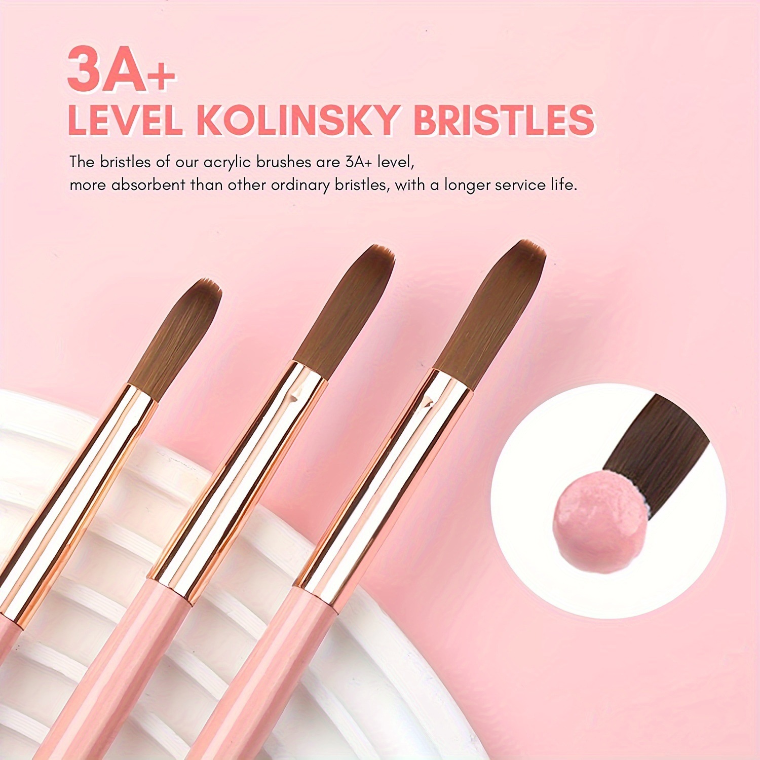 3pcs Kolinsky Acrylic Nail Bru - Wood Chisel Set recension och pris