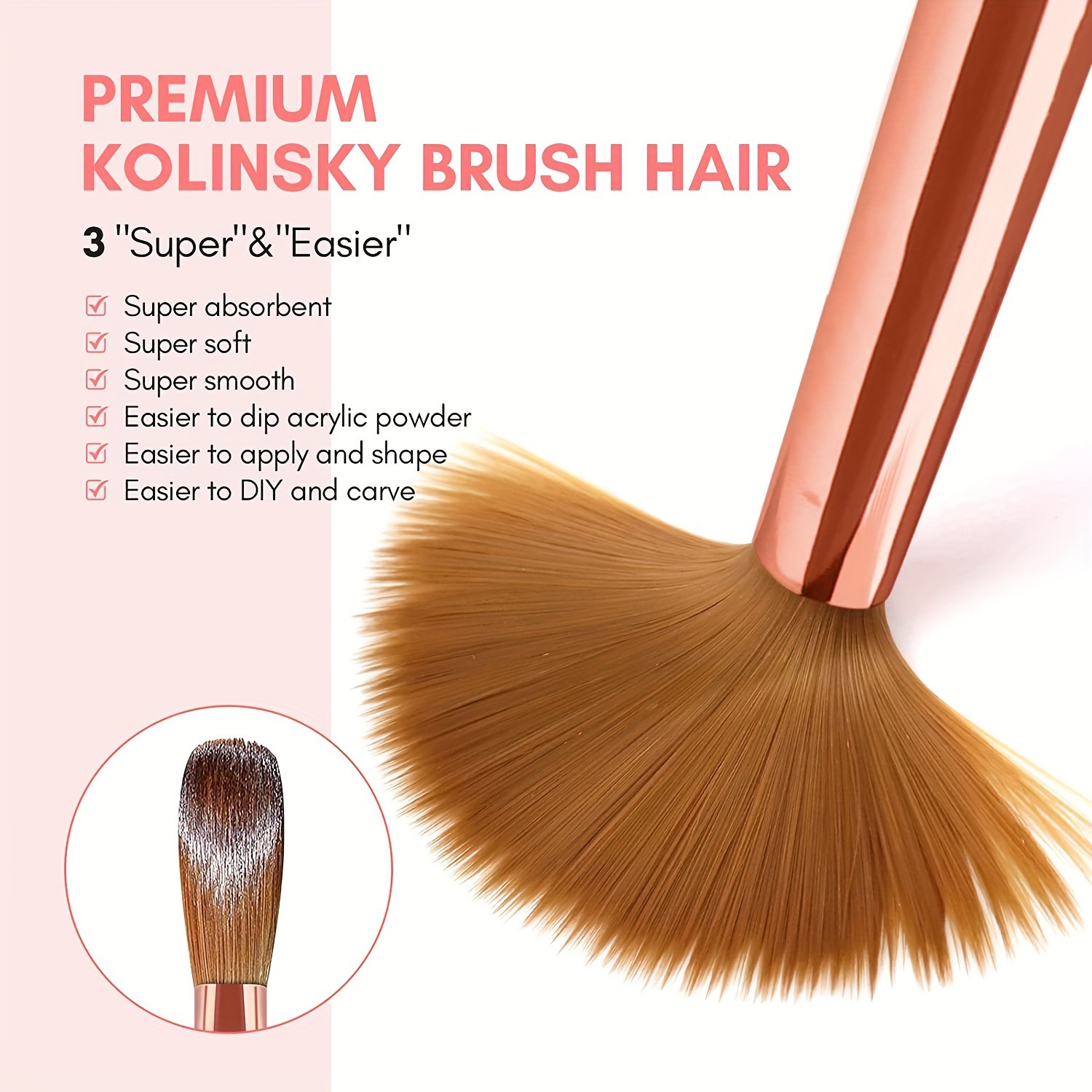 3pcs Kolinsky Acrylic Nail Bru - Wood Chisel Set recension och pris