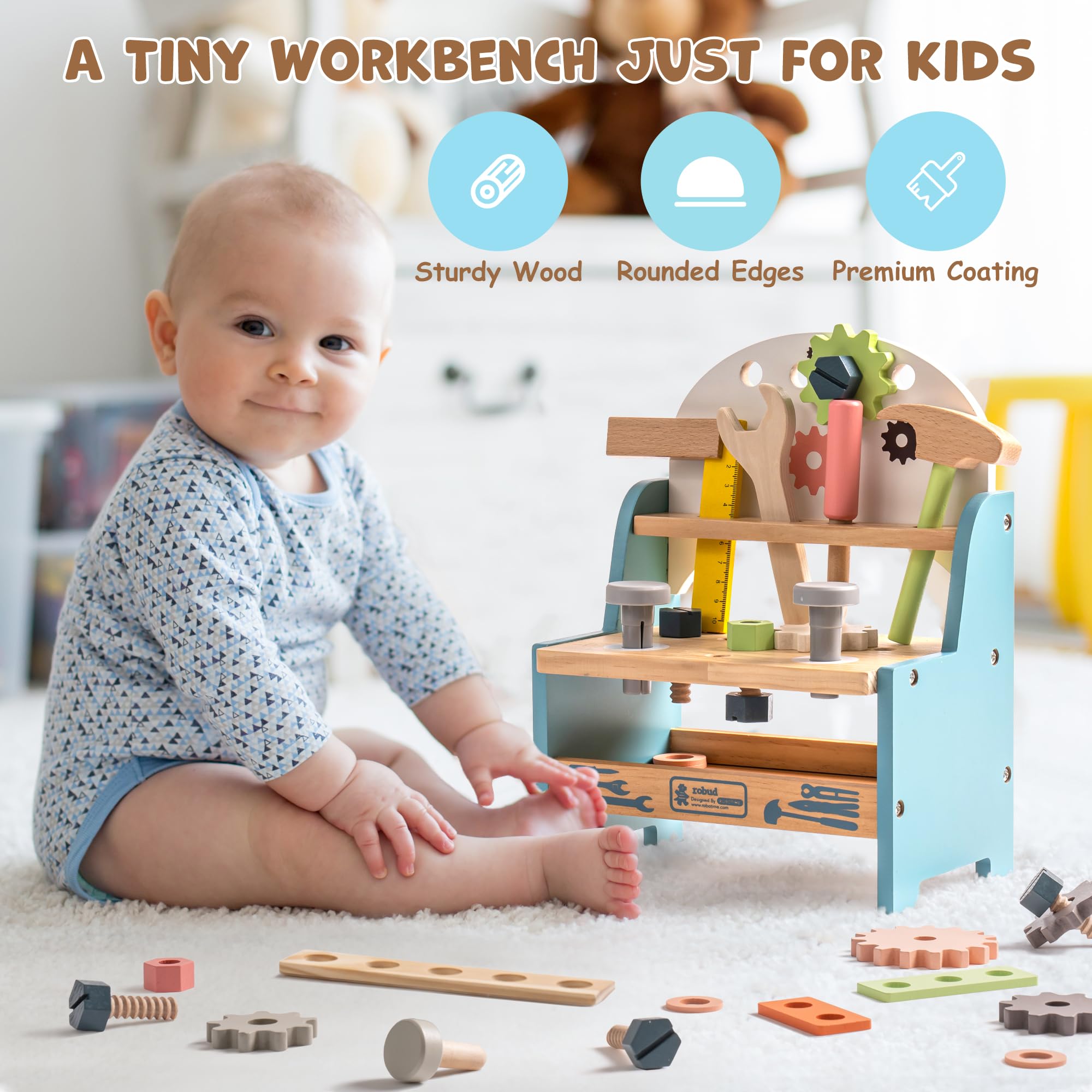 ROBUD Mini Wooden Play Tool Wo - Woodworking Shop recension och pris