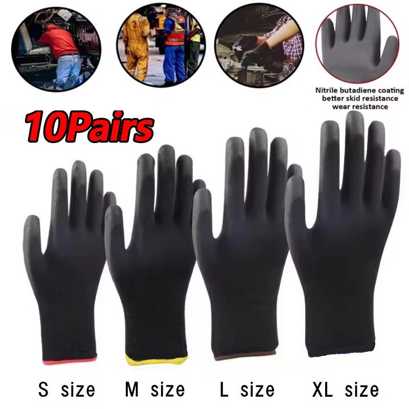 10pair Durable Nylon Work PU S - Woodworking Gloves recension och pris